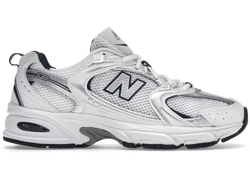 New B 530 White Silver Navy