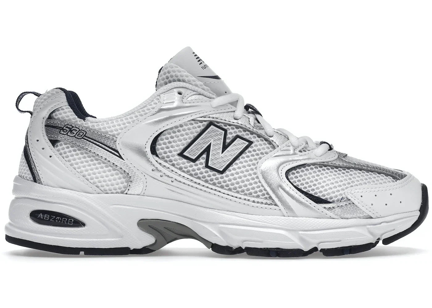 New B 530 White Silver Navy